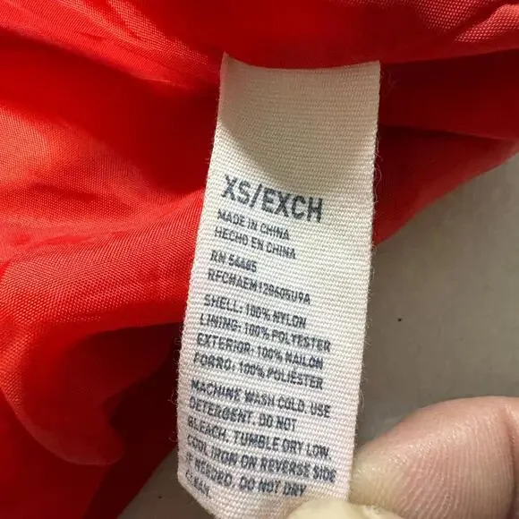 American Eagle Hooded Jacket XS Colorblock Red Navy Camo Lined Streetwear - Picture 4 of 10